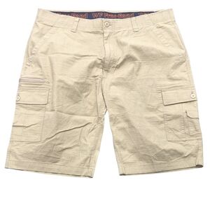 WearFirst Free-Band Khaki Cargo Shorts Size 40 Ripstop Cotton Blend EUC